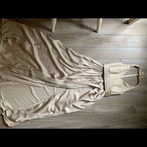 Vera Wang formal dress, champagne with bow details